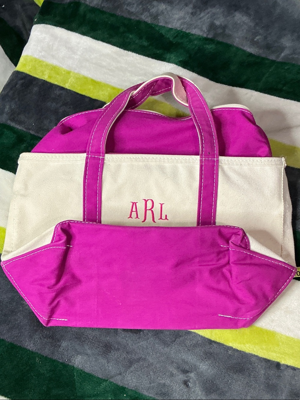 L.L. Bean Canvas Tote with Pink Trim - Picture 9 of 12